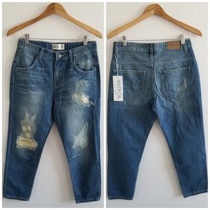 Wildfox Baggy Distressed Crop Boyfriend Jeans